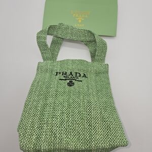 Prada Vibrant Green Woven Tote - Gift With Purchase